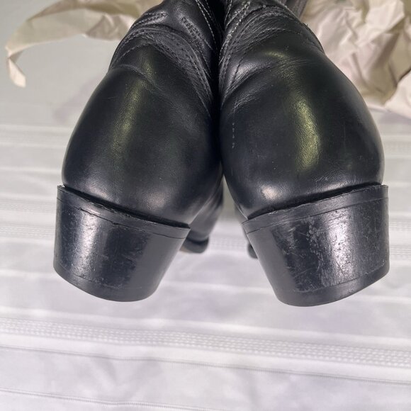 Vintage Black Leather Roper Cowboy Boots Men’s Size 8.5 3E Western Point Toe USA - Picture 13 of 13